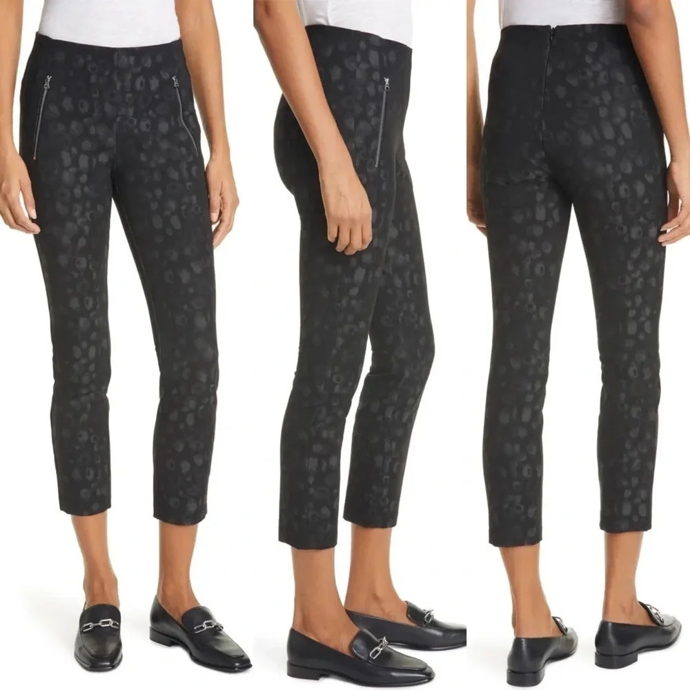 Rag & Bone Simone Leopard Print Zip Pocket Pants Black and Grey Casual Women’s 8